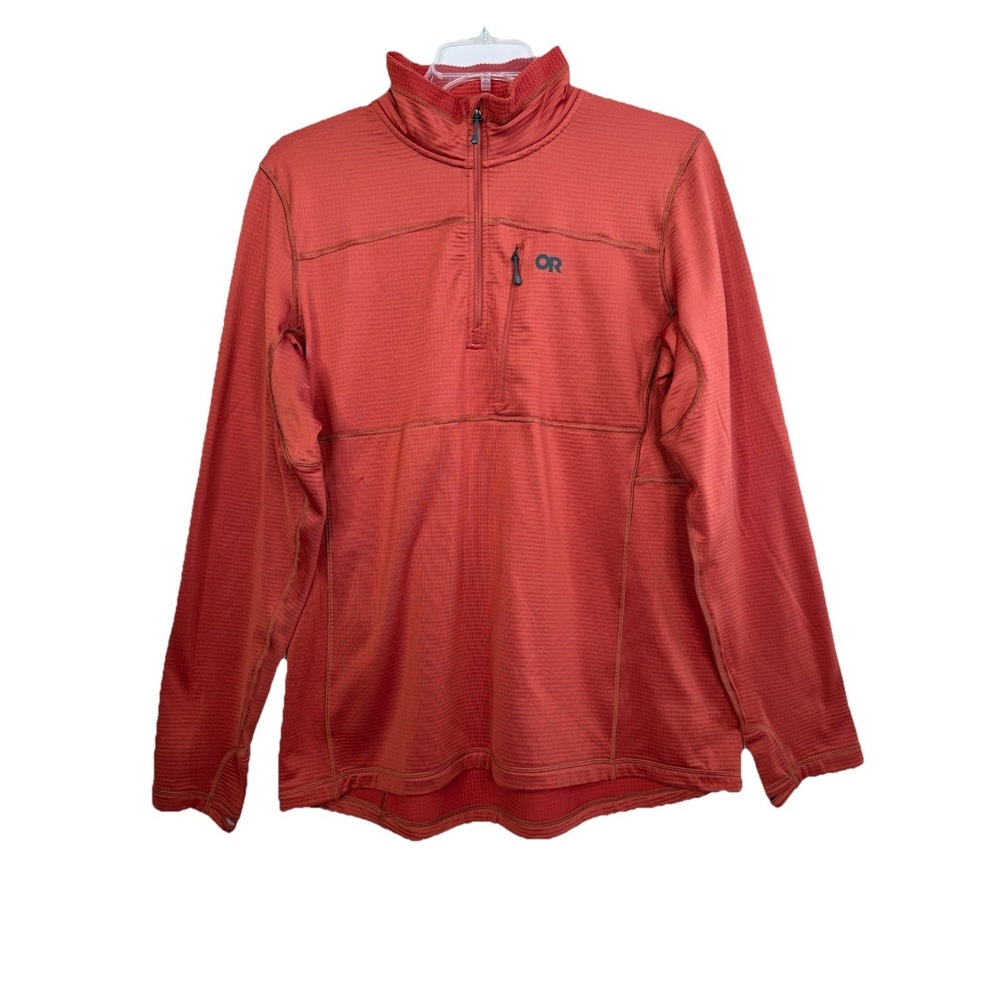 Outdoor‎ Research Vigor 1/4 Zip Pullover Orange Grid Tech Men's XL